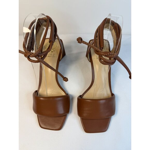 Vince Camuto Vernisa Women's Size 6.5M Cognac Ankle Wrap Heeled Sandal - Picture 3 of 12